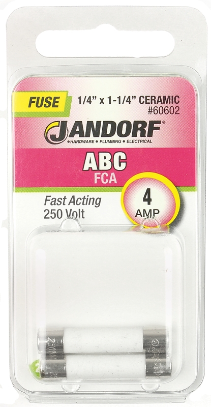 Jandorf 60602 Fast Acting Fuse 4 A 250 V 200 A 10 kA Interrupt Ceramic Body