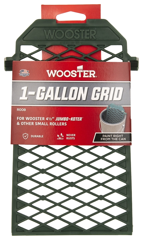 Wooster R008 Bucket Grid, 9 in L, 5 in W, Polypropylene, Green, For: 1 gal Metal Paint Cans