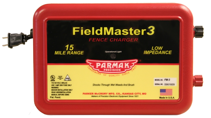 Parmak VM3/FM3 Electric Fence Charger, 0.99 to 2.5 J Output Energy, 110/120 V, 15 mile Fence Distance
