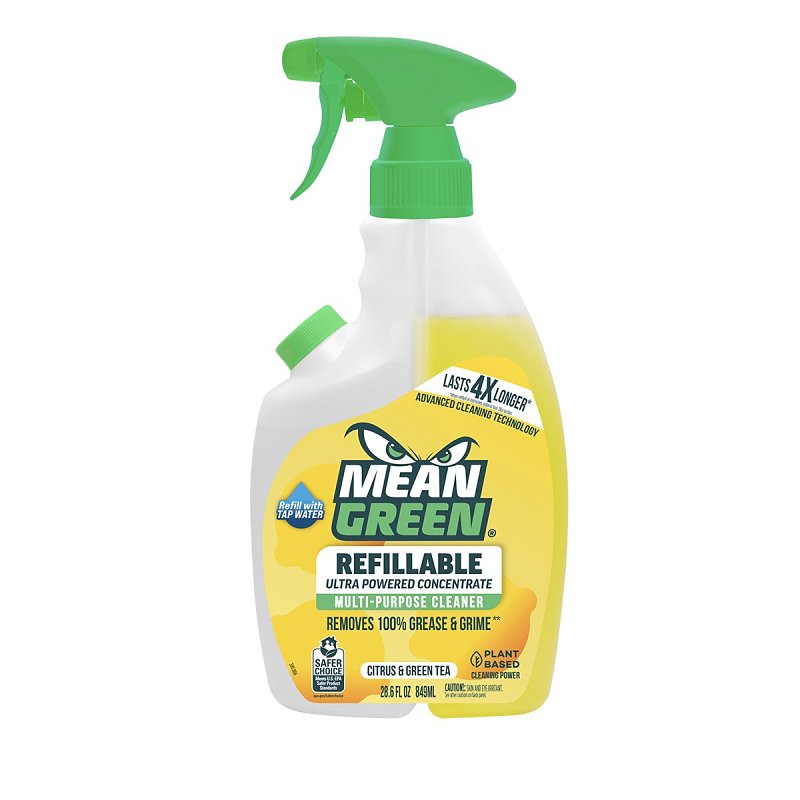 Mean Green 394171 Multi-Purpose Cleaner, 28 oz Bottle, Liquid, Citrus, Green Tea, Yellow