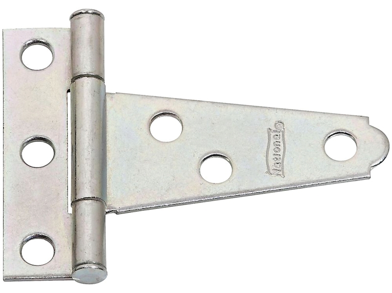 National Hardware N128-421 T-Hinge, 1.81 in W Frame Leaf, 0.54 in H Frame Leaf, Steel, Zinc-Plated, Tight Pin, 18 lb