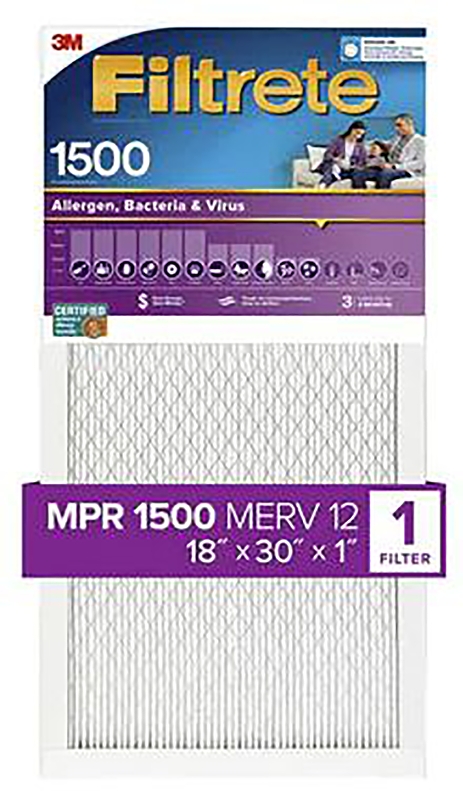 Filtrete 2028DC-4 Air Filter, 18 in L, 30 in W, 12 MERV, 1500 um MPR, Cardboard Frame, Pack of 4