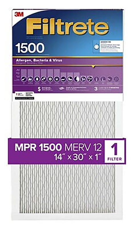 Filtrete 2024DC-4 Air Filter, 30 in L, 14 in W, 12 MERV, 1500 um MPR, Cardboard Frame, Pack of 4