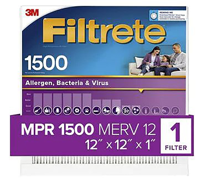Filtrete 2010-4 Air Filter, 12 in L, 12 in W, 12 MERV, 1500 um MPR, Cardboard Frame, Pack of 4