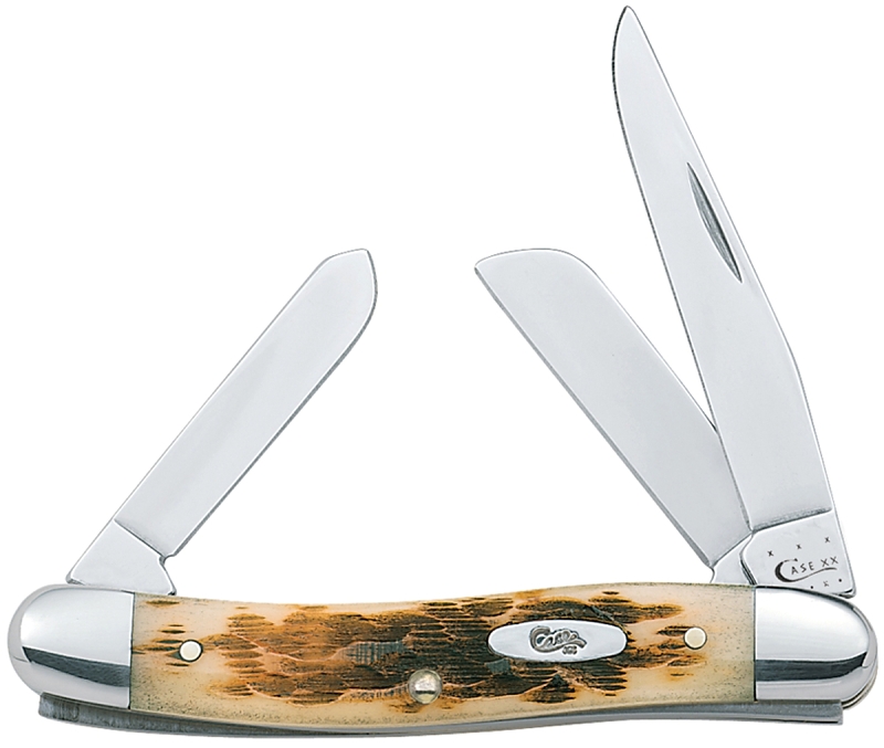 Case 00039 Folding Pocket Knife, 1.71 in Spey, 1.88 in Sheep Foot, 2.57 in Clip L Blade, Vanadium Steel Blade