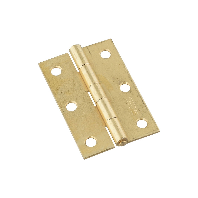 National Hardware N146-399 Utility Hinge, 3 in W Frame Leaf, 0.065 in Thick Frame Leaf, Brass/Steel, Fast Spun Pin