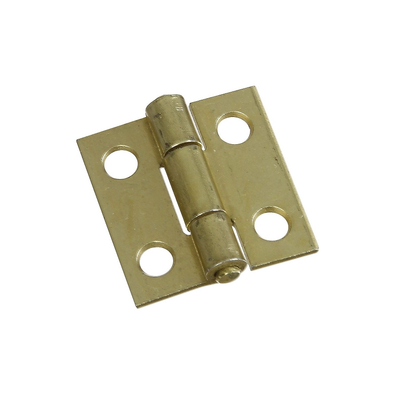 National Hardware N145-946 Narrow Hinge, 1 in W Frame Leaf, 0.045 in Thick Frame Leaf, Brass/Steel, Fast Spun Pin, 7 lb