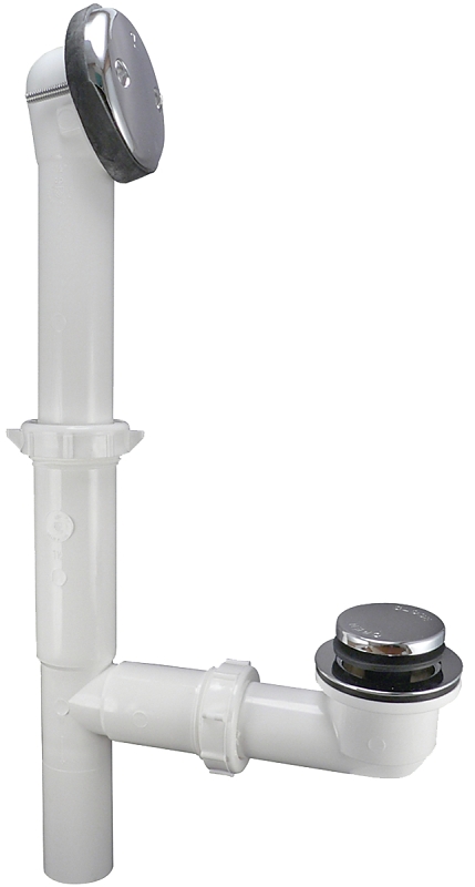 Keeney 63W Bath Drain Assembly, Plastic, White, Chrome-Plated