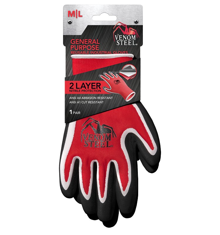 Medline VENGP100LV1 General-Purpose, Reusable Work Gloves, M/L