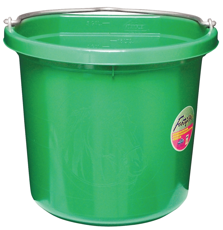Fortex-Fortiflex FB-120 Series FB-120GR Bucket, 20 qt Volume, Polyethylene/Rubber, Green