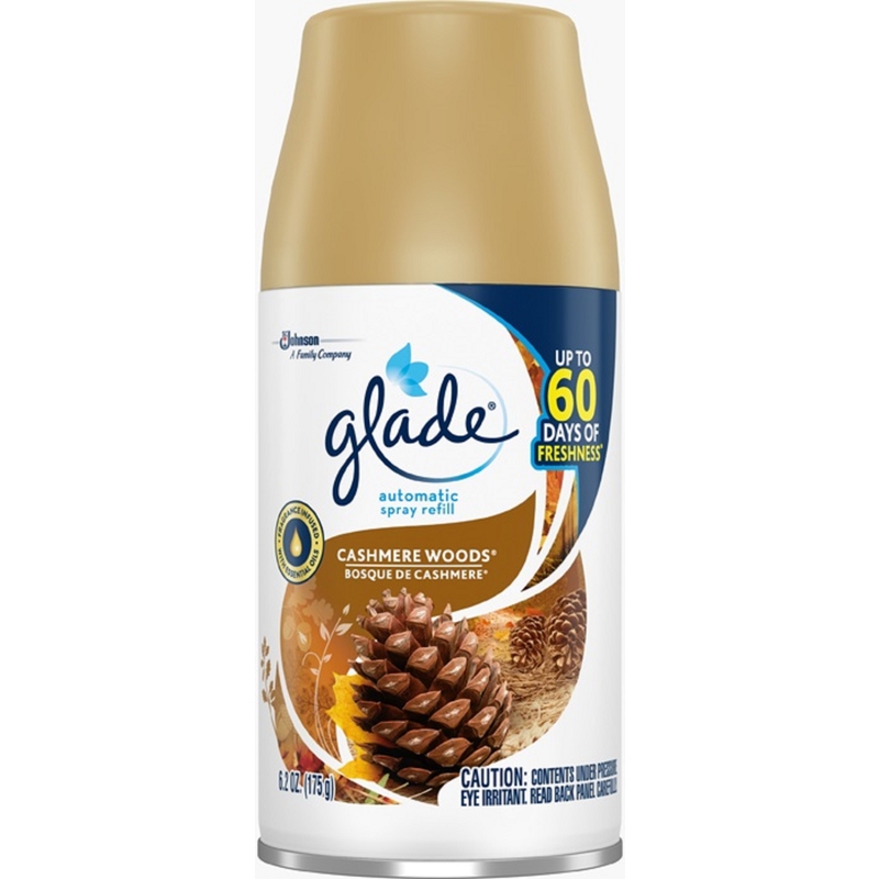 Glade Cashmere Woods Scent Air Freshener Refill 6.2 oz Aerosol, Pack of 4