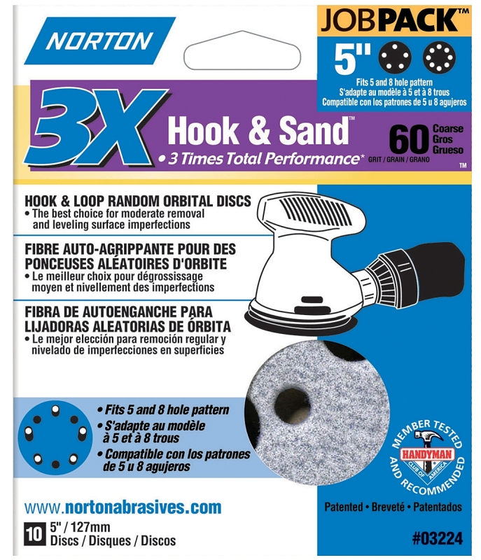 Norton 07660703224 Sanding Disc, 5 in Dia, 11/16 in Arbor, P60 Grit, Coarse, Zirconia Aluminum Abrasive, Spiral