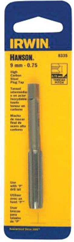 Irwin Hanson 8336 Tap, M9x1 Thread, Ground Thread, Plug Chamfer, 4-Flute, HCS