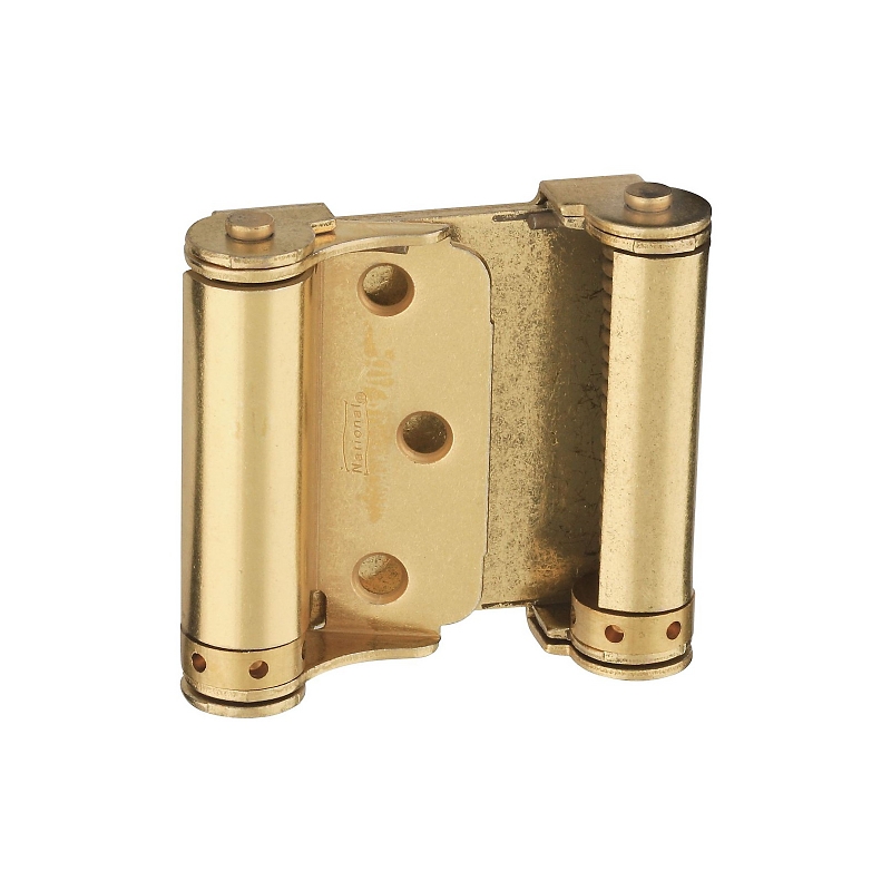 National Hardware N115-303 Spring Hinge, 0.056 in Thick Frame Leaf, Steel, Brass, Removable Pin, Surface, Wall Mounting