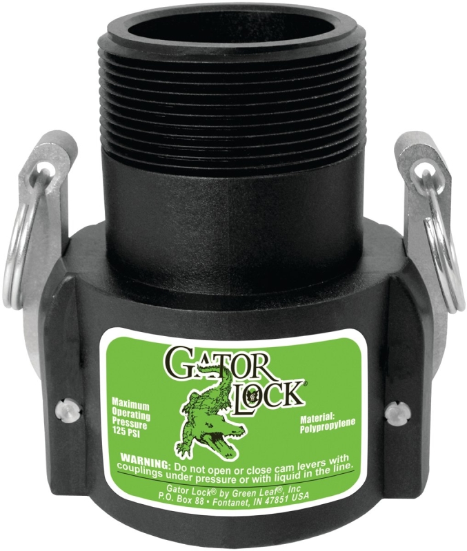 Green Leaf B Series 200B/GLP200BNL Cam Lever Coupling, 2 in, Female x MNPT, Glass Filled Polypropylene