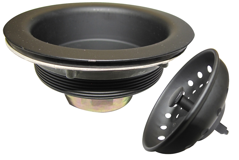 Keeney K5414-BLK Basket Strainer with Fixed Post, Stainless Steel, For: 3-1/2 in Dia Opening Sinks