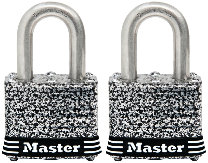 Master Lock 3SSTHC Padlock, Keyed Alike Key, 9/32 in Dia Shackle, 3/4 in H Shackle, Stainless Steel Shackle, Laminated