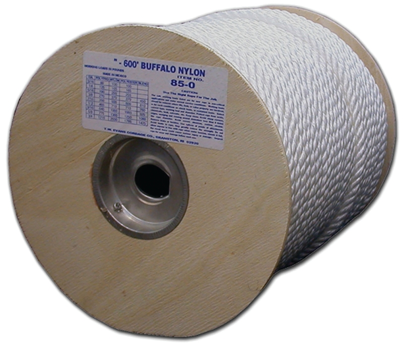 T.W. Evans Cordage 85-081 Rope, 3/4 in Dia, 120 ft L, 3/4 in, 958 lb Working Load, Nylon, White