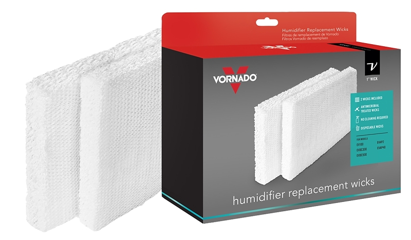 Vornado MD1-0034 Humidifier Wick Filter, 7.2 in L, 9-1/2 in W, Antimicrobial Filter Media, Plastic Frame, White