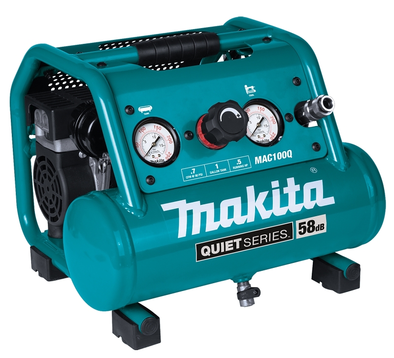Makita QUIET Series MAC100Q Portable Electric Air Compressor Tool Only 1 gal Tank 1 2 hp 120 V 135 psi Pressure VORG4526380 MAC100Q