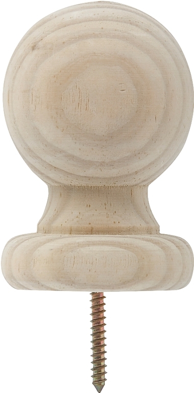 Waddell 212 Post Top, 2-3/4 in Dia, 4 in H, Small Ball, Wood