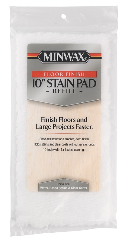 Minwax 427210200 Floor Stain Pad Refill, 10-1/2 in L Pad, 6-1/2 in W Pad, Polyester Pad, White