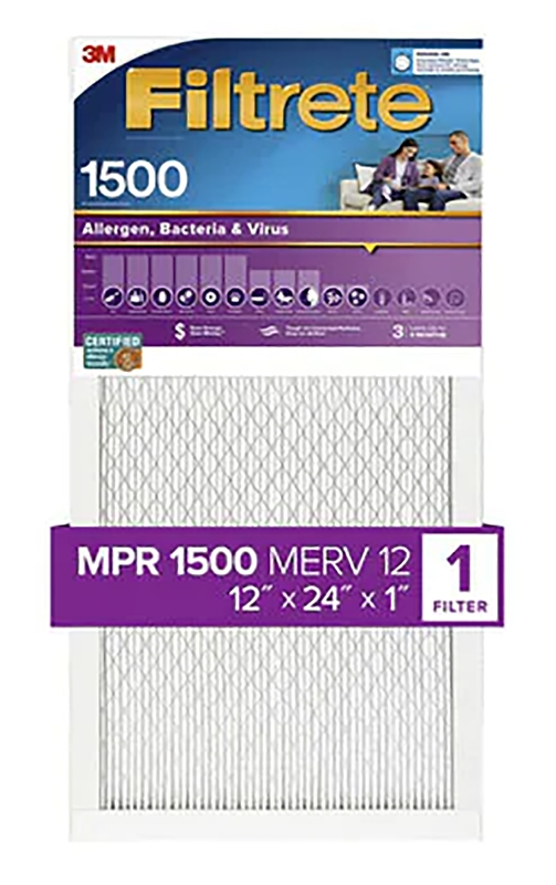 Filtrete 2020-4 Air Filter, 24 in L, 12 in W, 12 MERV, 1500 um MPR, Cardboard Frame, Pack of 4