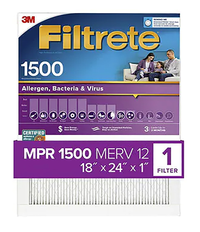 Filtrete 2021-4 Air Filter, 24 in L, 18 in W, 12 MERV, 1500 um MPR, Cardboard Frame, Pack of 4
