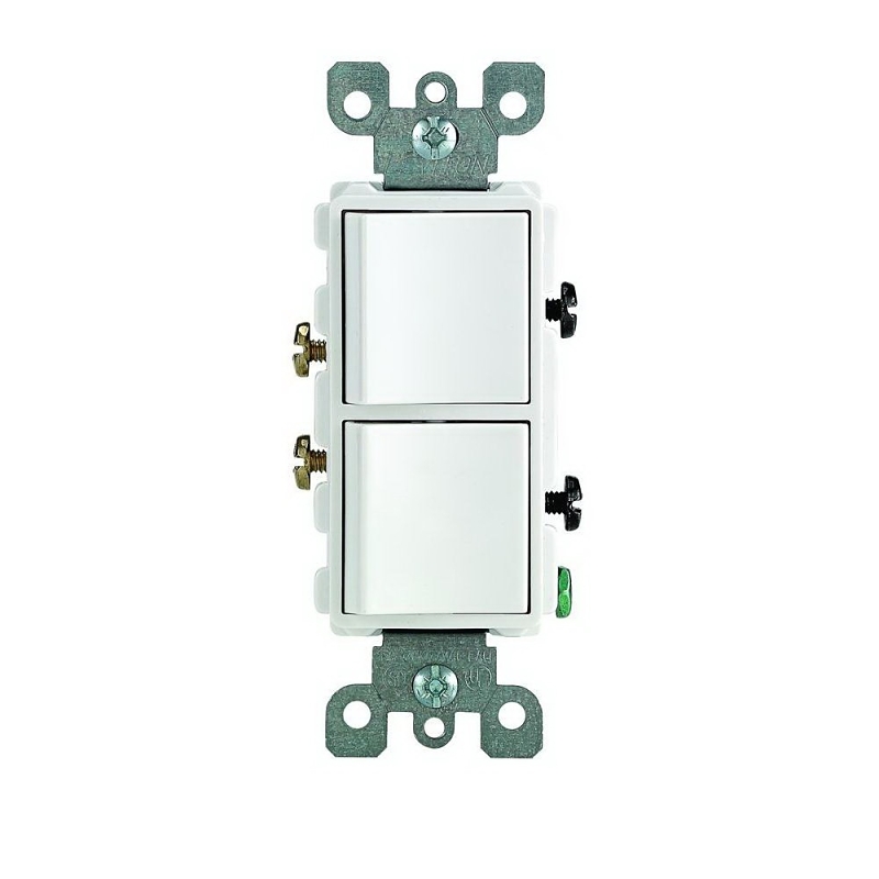 Decora R62-05634-0WS Combination Switch, 15 A, 120/277 VAC, SPST, Side Wire Terminal, Thermoplastic Housing Material