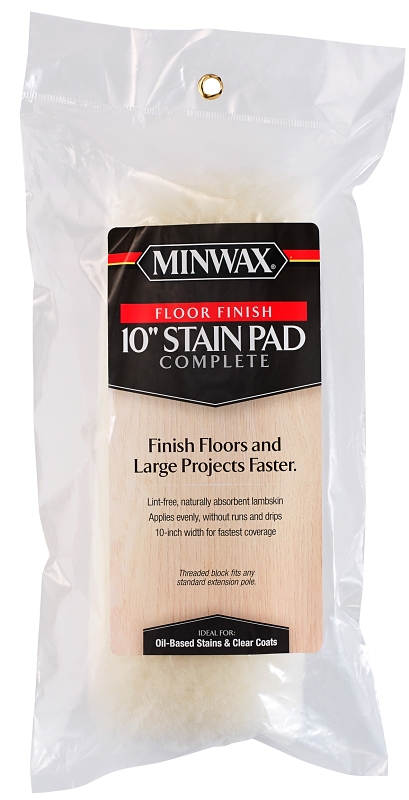 Minwax 427106100 Floor Stain Pad, 10-1/2 in L Pad, 4 in W Pad, Lambskin Pad, Tan
