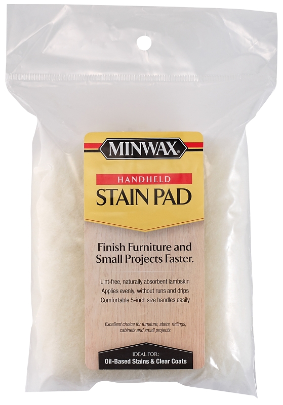 Minwax 423546000 Handheld Floor Stain Pad, 7 in L Pad, 5-1.2 in W Pad, Lambskin Pad, Tan