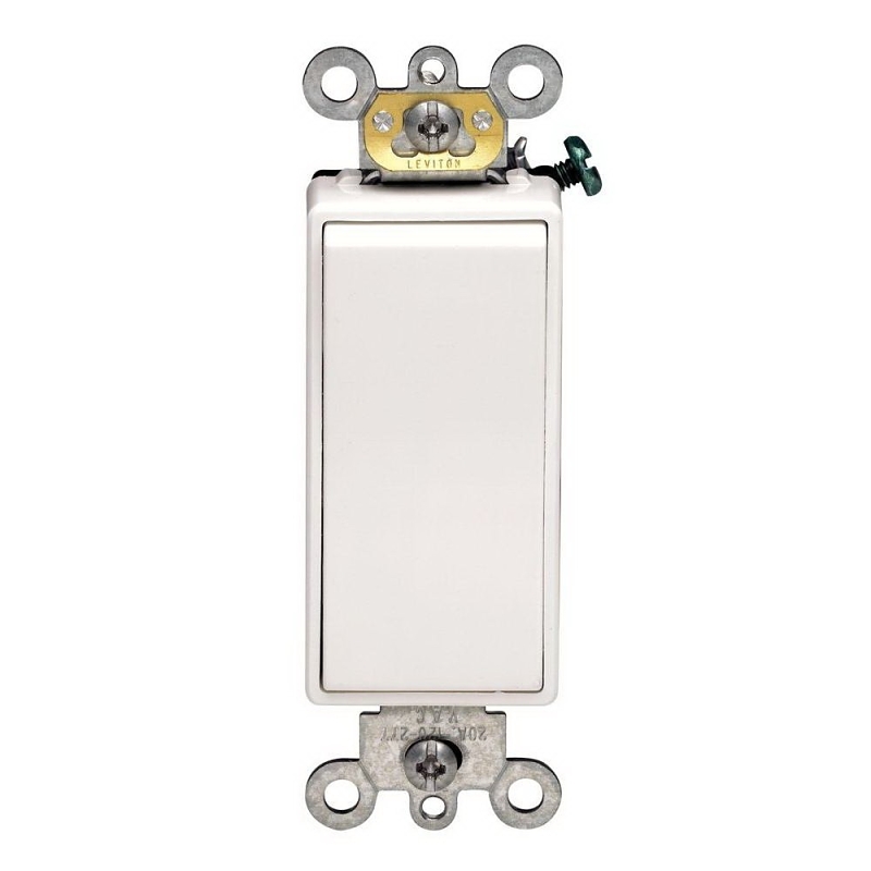 Decora Plus R52-05621-2WS Rocker Switch with Lockout, 16 A, 120/277 VAC, SPST, Back, Side Wire Terminal, White