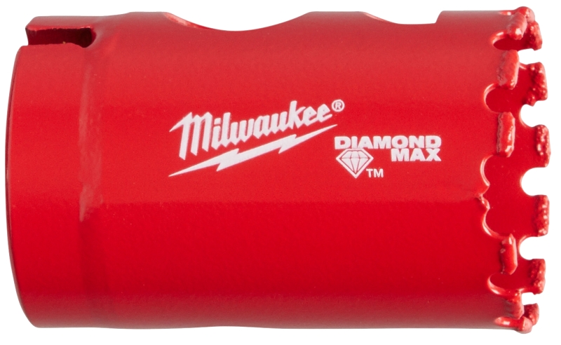 Milwaukee Diamond MAX 49-56-5625 Hole Saw, 1-3/8 in Dia, 1/2 in D Cutting, 5/8-18 Arbor, 4 TPI, Diamond Cutting Edge
