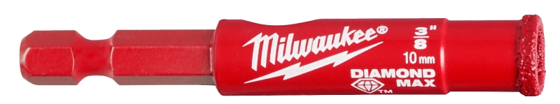 Milwaukee Diamond MAX 49-56-0509 Hole Saw Bit, 3/8 in Dia, 1/2 in D Cutting, 5/8-18 Arbor, Diamond Cutting Edge