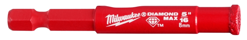 Milwaukee Diamond MAX 49-56-0507 Hole Saw Bit, 5/16 in Dia, 1/2 in D Cutting, 5/8-18 Arbor, Diamond Cutting Edge