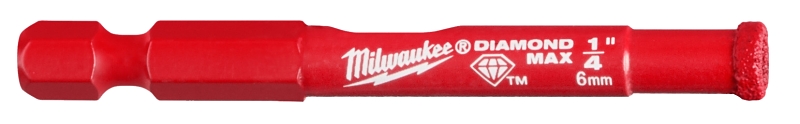 Milwaukee Diamond MAX 49-56-0505 Hole Saw Bit, 1/4 in Dia, 1-1/2 in D Cutting, 5/8-18 Arbor, Diamond Cutting Edge