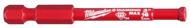 Milwaukee Diamond MAX 49-56-0503 Hole Saw Bit, 3/16 in Dia, 1 in D Cutting, 5/8-18 Arbor, Diamond Cutting Edge