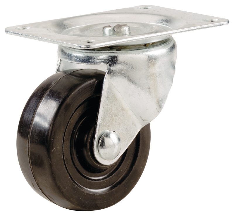 Shepherd Hardware 9477 Swivel Caster, 2 in Dia Wheel, 7/8 in W Wheel, Rubber Wheel, Black, 90 lb