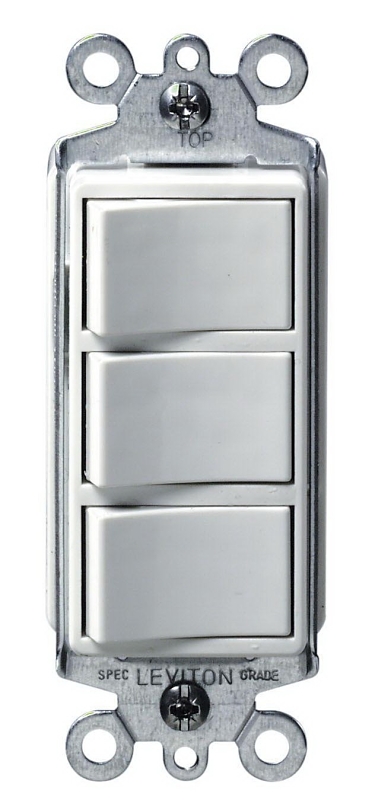 Decora C22-01755-00W Rocker Switch, 15 A, 120 V, SPST, Lead Wire Terminal, Thermoplastic Housing Material, White