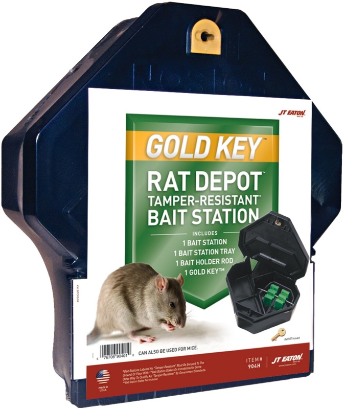 J.T. Eaton 904H Bait Station, 10-1/4 in L, 11.4 in W, 3-1/2 in H, 2-Opening, Plastic