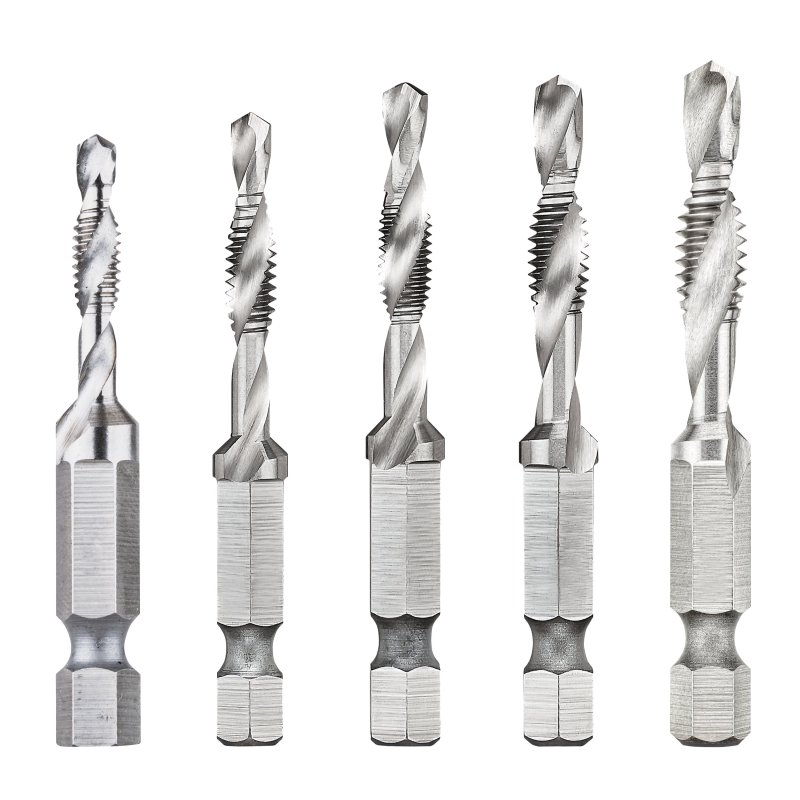 DEWALT IMPACT READY DWADTQTR5SET 5-Piece Drill Tap Set, UNC, UNF Thread, 2-Flute, Spiral Flute, HSS