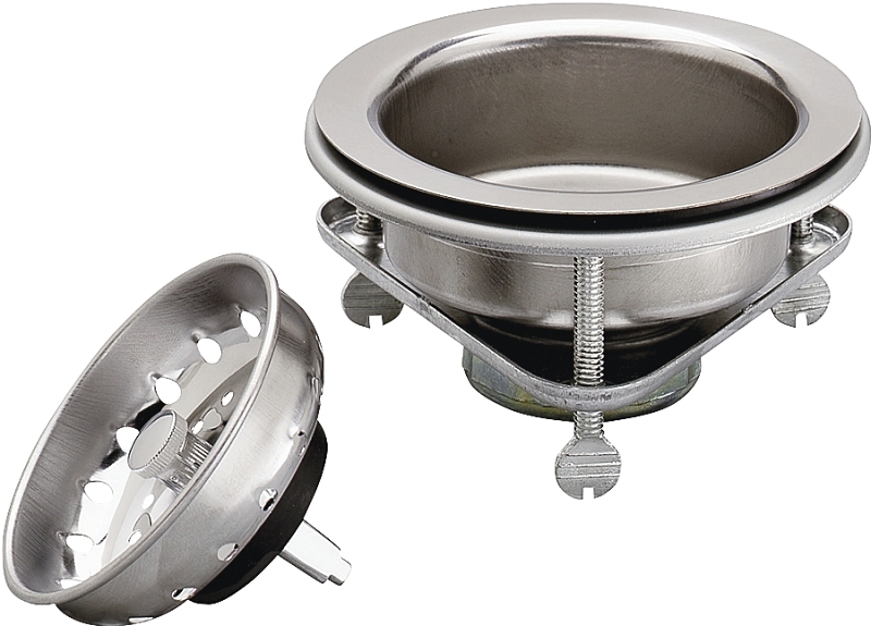 Plumb Pak PP5416 Basket Strainer, Stainless Steel, For: 3-1/2 in Dia Opening Sinks