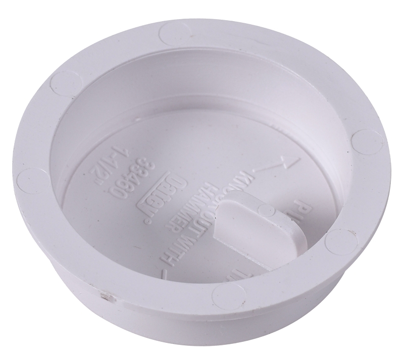 Oatey Knock-Out 39100 Test Cap with Barcode, 1-1/2 in Connection, ABS, White, Pack of 20