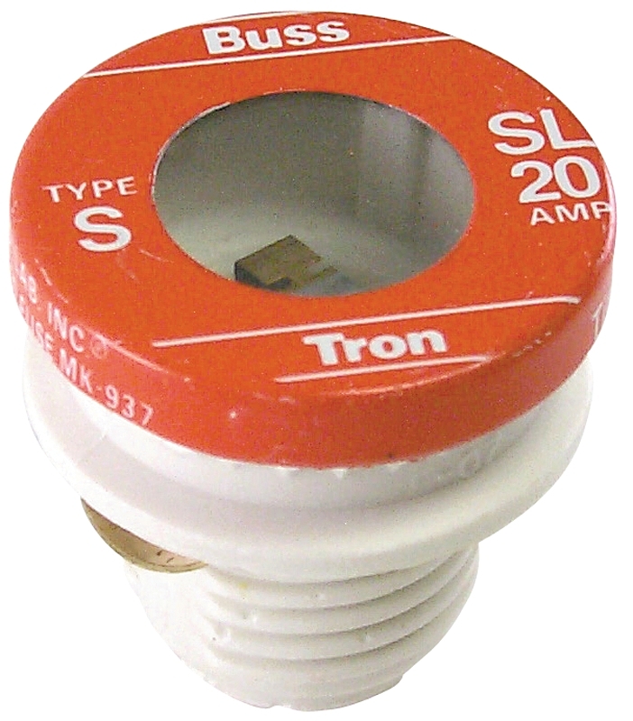 Bussmann SL Series BP/SL-20 Plug Fuse, 20 A, 125 V, 10 kA Interrupt, SL, Time Delay Fuse