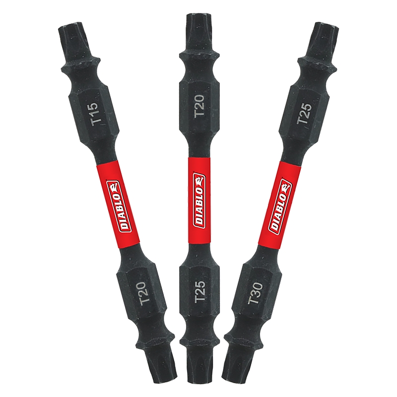 Diablo DDETV25-S3 Double-Ended Drive Bit Set, 3-Piece, Steel, Black, Black Oxide