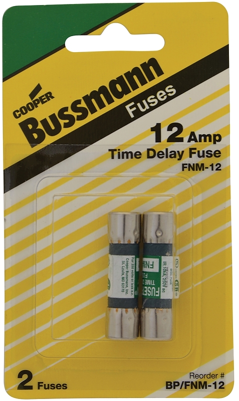 Bussmann FNM Series BP/FNM-12 Fuse, 12 A, 250 V, 10 kA Interrupt, Fiber Body, FNM, Low Voltage, Time Delay Fuse