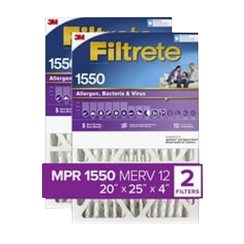 Filtrete NDP03-4-2PK-1E Deep Pleated Air Filter, 25 in L, 20 in W, 12 MERV, 1550 um MPR