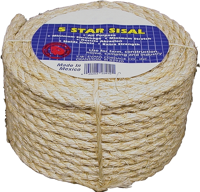 T.W. Evans Cordage 22-600 Fiber Rope, 1/2 in Dia, 665 ft L, 1/2 in, Sisal, Natural