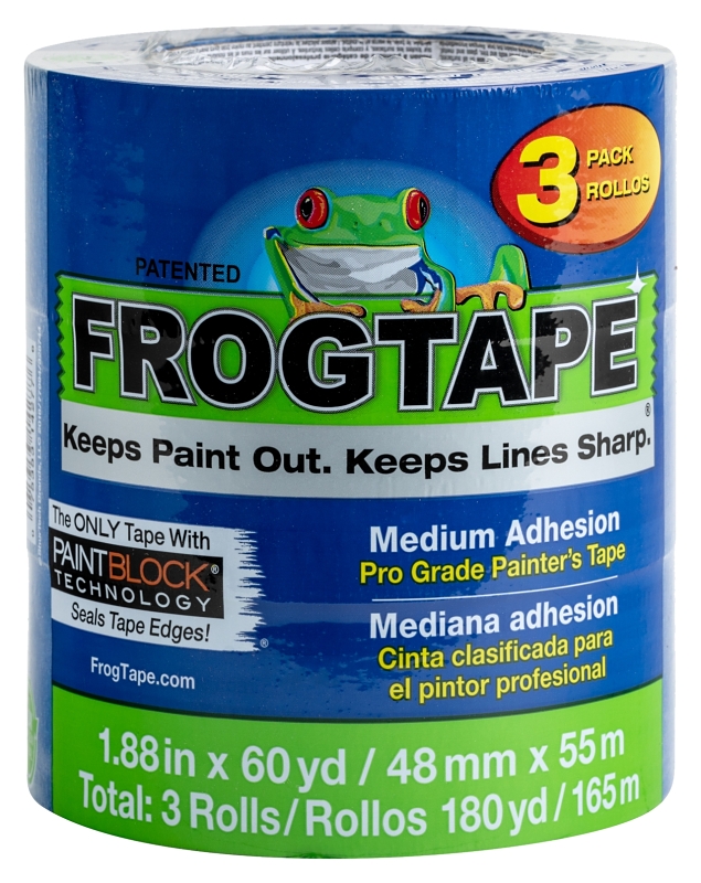 FrogTape ProGrade 104957 Painter's Tape, 60 yd L, 1.88 in W, Crepe Paper Backing, Blue