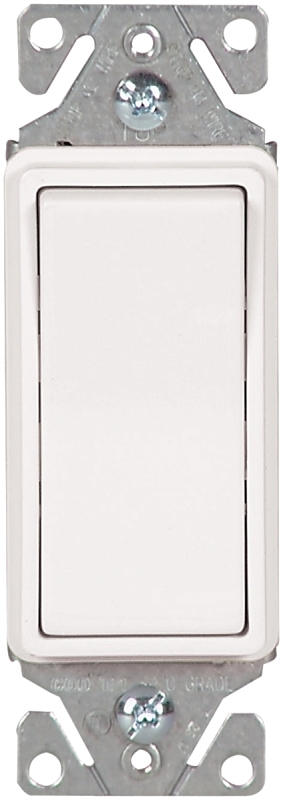 Eaton 7500 Series 7511W-BOX Rocker Switch, 15 A, 120/277 V, SPST, Back, Push Wire Terminal, White